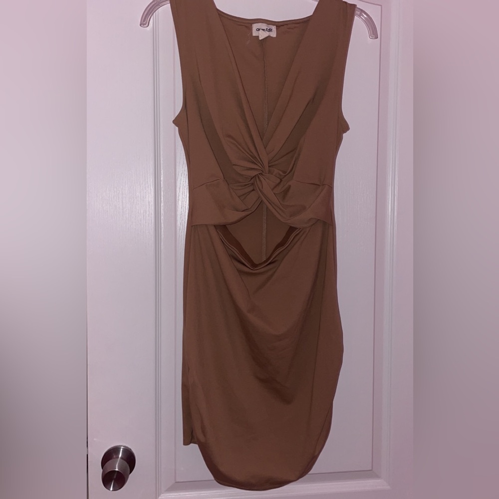 Tan Cut out mini dress